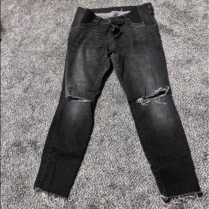 Black Distressed Maternity Jean
